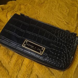 Olivia + Joy Black Croc-Embossed Wallet